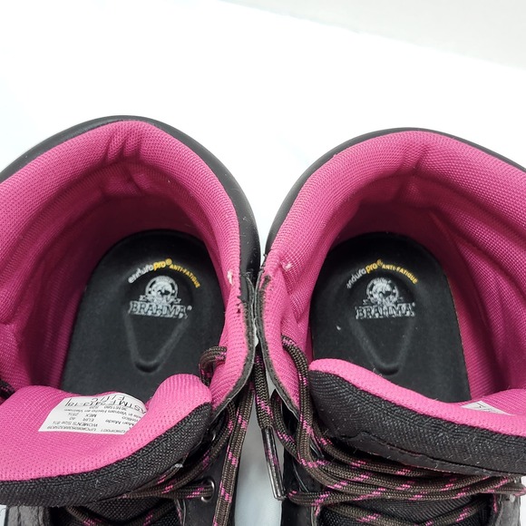 Brahma Women's Bevel Steel Toe Safety Work Boots Black w Pink Size 8.5 - Picture 10 of 13